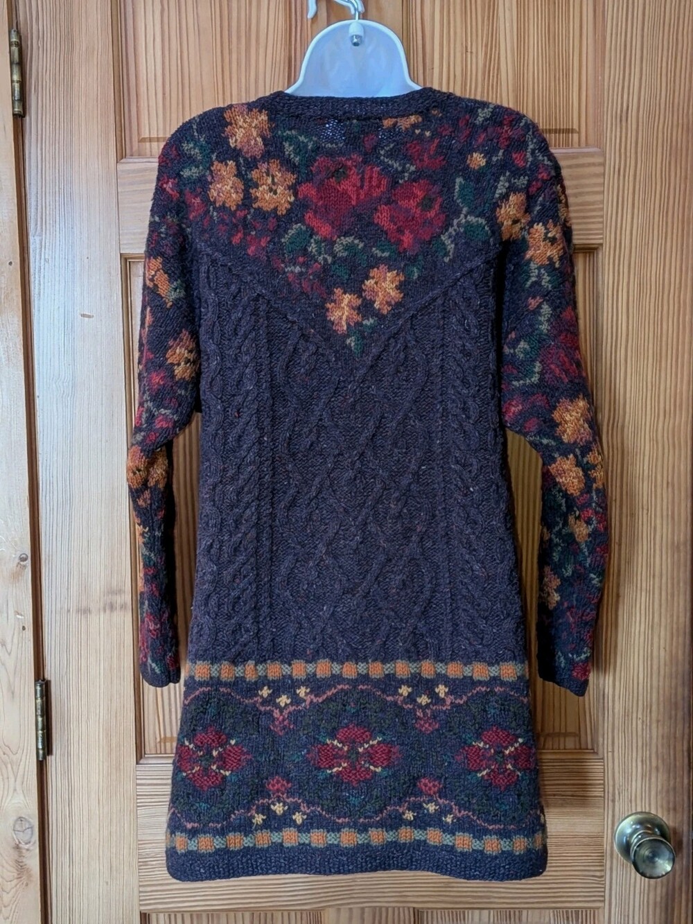 VTG 90s Laura Ashley Wool Tunic Sweater Womens S Floral Cottagecore Cable Knit - Picture 2 of 16